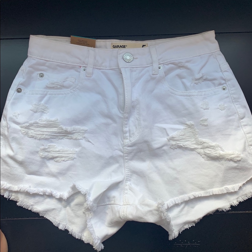 White festival style jean shorts